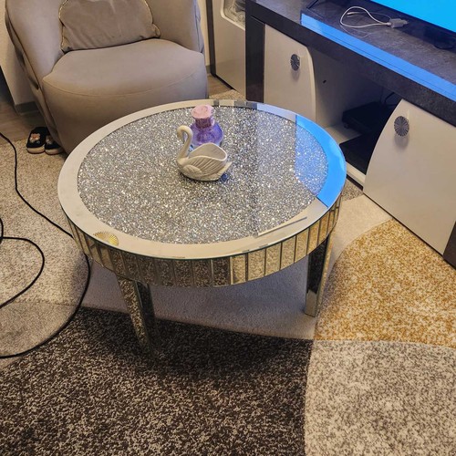 Round mirrored coffee table - coffee,