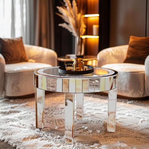 Glam mirrored round coffee - glam,